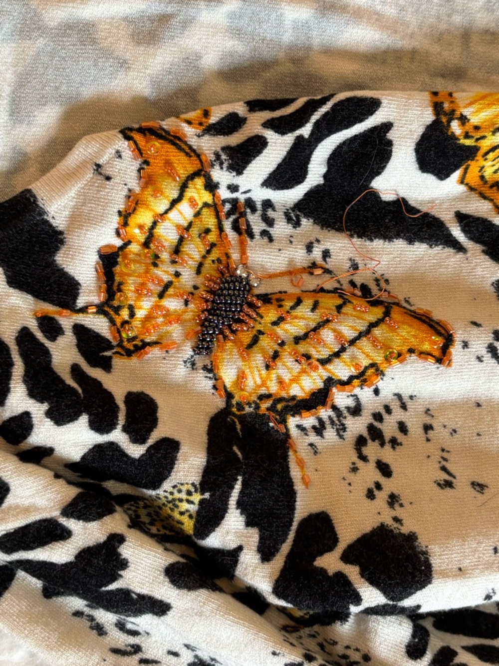 Floral Animal Print Women's cardigan. Butterfly - Picture 8 of 14